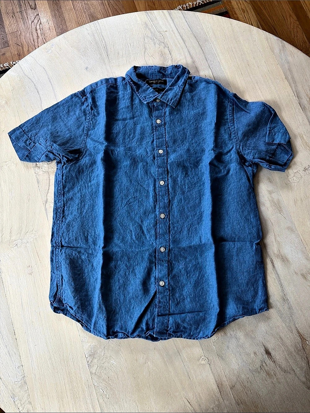 Banana Republic Slim Fit Linen Shirt Linen Short Sleeve Shirt Large